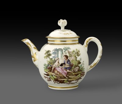 Teapot and Lid, 1772, Worcester Porcelain Factory by Fidelle Duvivier